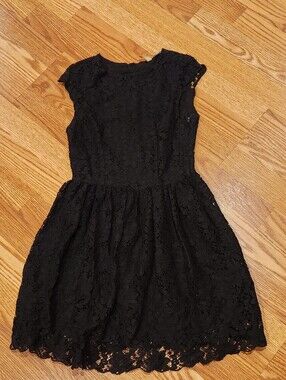 Divided Black Lace Fit-and-Flare Dress